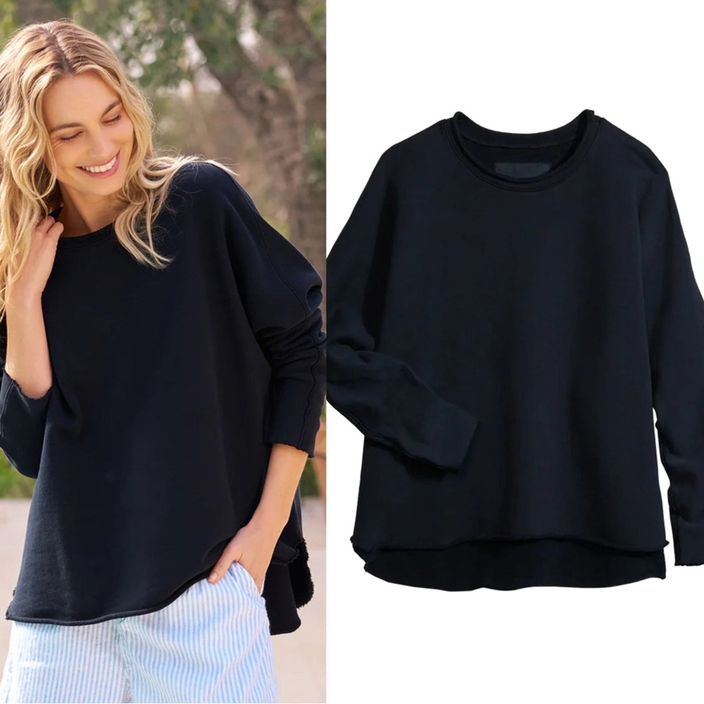 Frank & Eileen Anna Caplet Sweatshirt Small Black